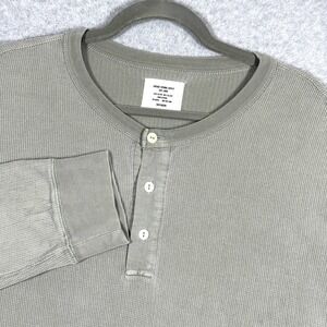 Buck Mason Shirt Mens Large Vintage Thermal Henley Long Sleeve Cotton Knit
